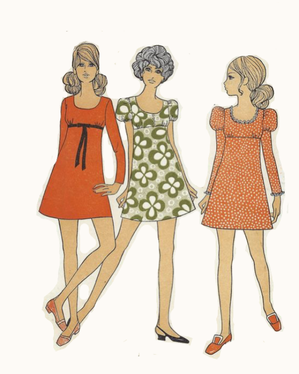 Fashion for younger women 1960s mini skirt image from sewing pattern