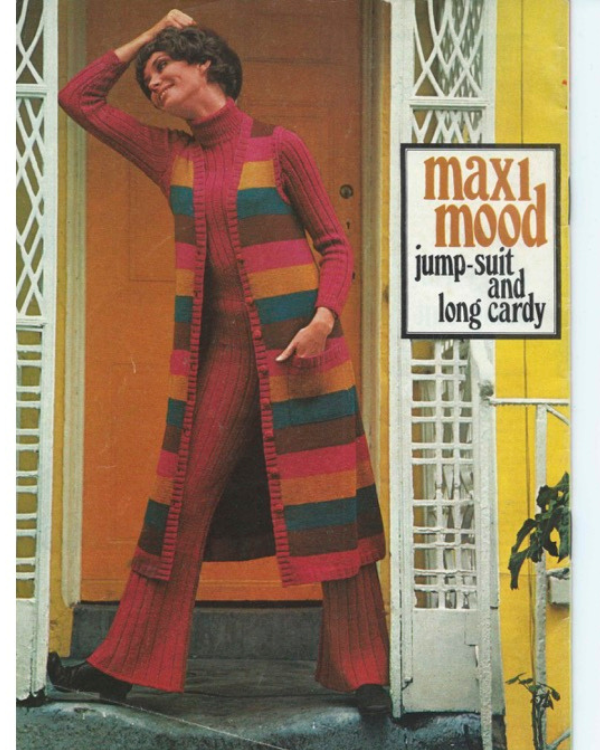 March 1970 Stitchcraft magazine jump suit and long card