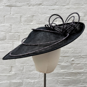 Tigan Black Hatinator with Snake Print detailing hand trimmed at Isabella Josie, Arundel