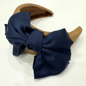 Silk Halo headband with Navy Bow